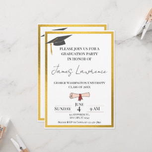 Convite Graduação com Borda Dourada