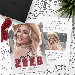 Convite Graduação com Foto Simples Vermelha