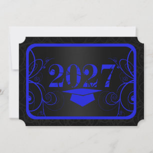 Convite Graduação com Moldura Azul e Preta