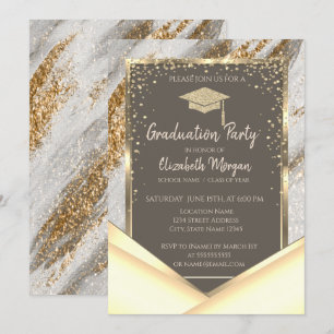 Convite Graduação com Pincelada de Brilho Dourado Elegante