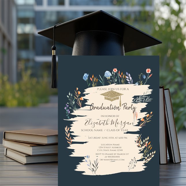 Convite Graduação com Prado de Flores Silvestres da Primav (Criador carregado)