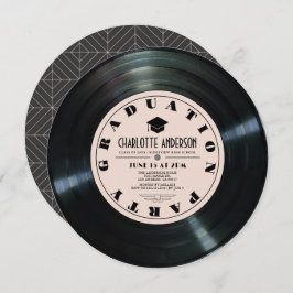 Convite Graduação Cor-de-Rosa De Registro De Vinilo