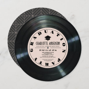 Convite Graduação Cor-de-Rosa De Registro De Vinilo
