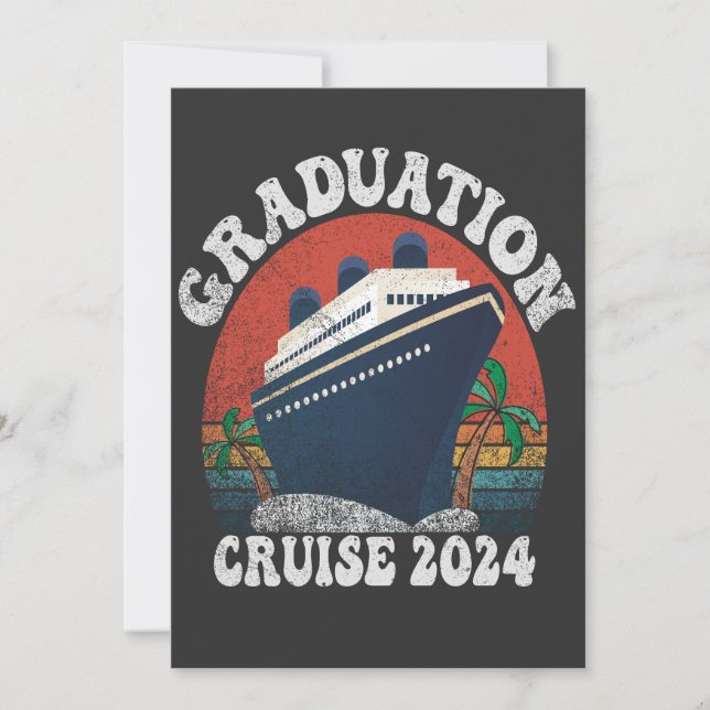 Convite Graduação Cruise 2024 Retro de Férias de Verão Eng (Frente)
