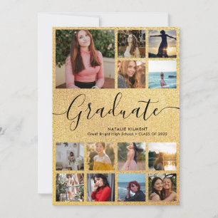 Convite Graduação da Colagem de Fotos do Formando Preto e 