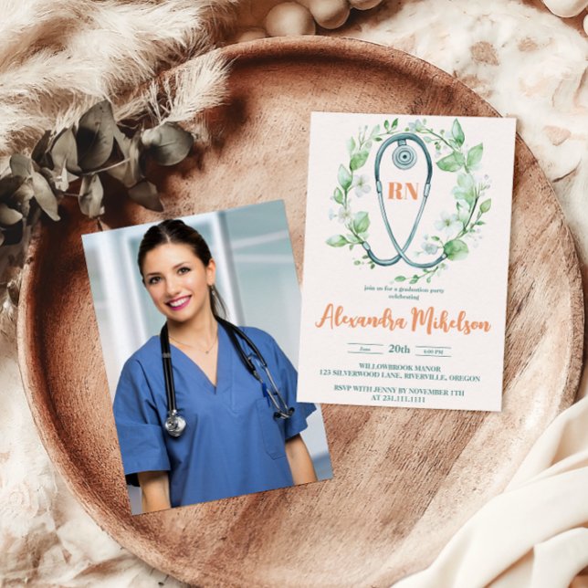Convite Graduação da Escola de Enfermagem de Foto Verde Bo (Criador carregado)