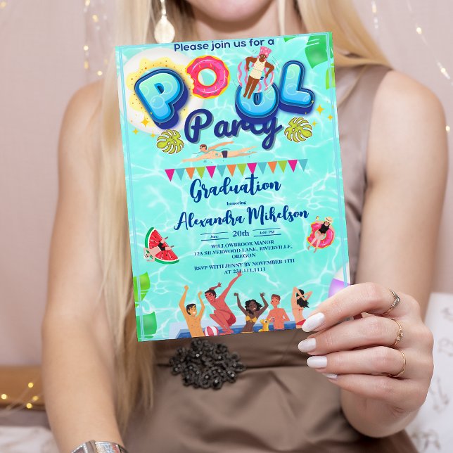 Convite Graduação da Piscina de Natação Rustic Summer (Criador carregado)