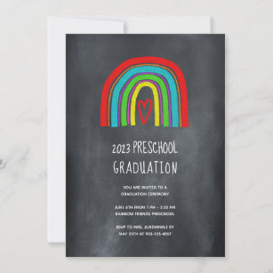 Convite Graduação da pré-escola Arco-íris Chalkboard