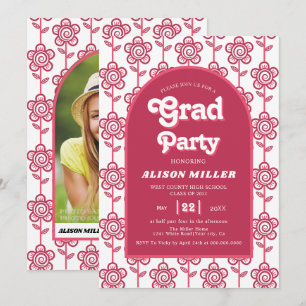 Convite Graduação das flores rosa-do-rancho e aqua 70