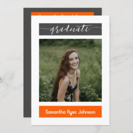 Convite Graduação de 3 Fotos do Orange Modern Block