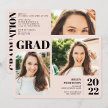 Graduação de 3 fotos modernas e cor-de-rosa