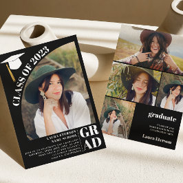 Convite Graduação de 5 fotos em preto no arco moderno