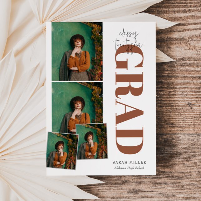 Convite Graduação de 5 Fotos Vertical Moderna Minimalista (Criador carregado)