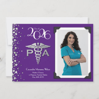 Convite Graduação de Assistente Médico PA Roxo Prata