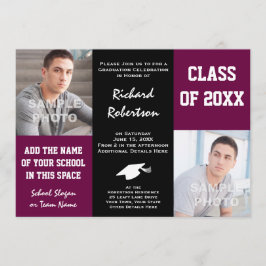 Convite Graduação de atletas personalizados em roxo e pret