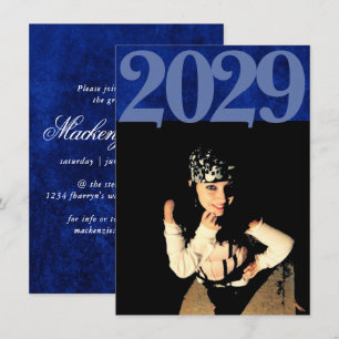 Convite Graduação de Azul Sapphire   Ano de Formando do 