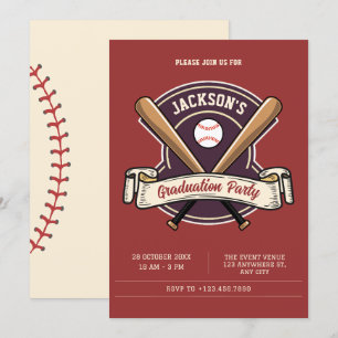 Convite Graduação de baseball com retrô de Vintage