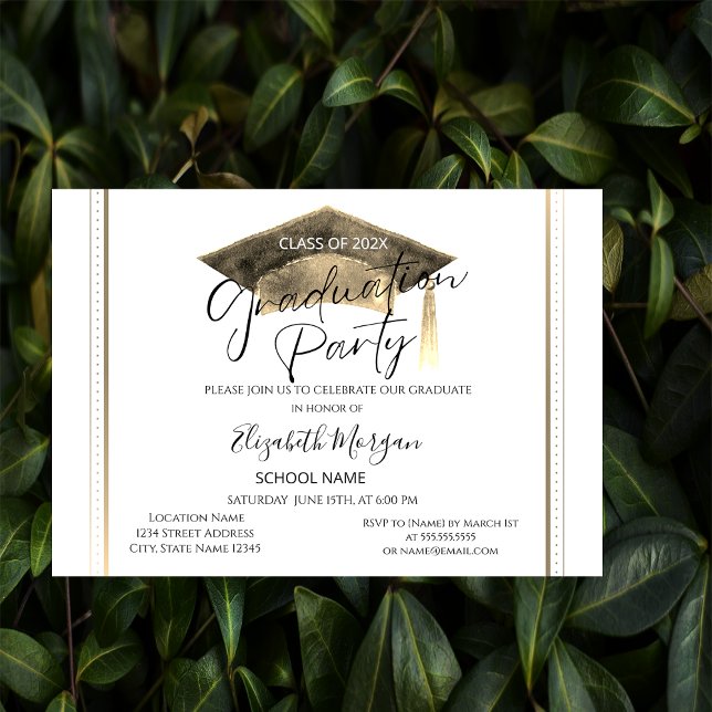 Convite Graduação de Boné de formatura de Quadro Chic Simp (Criador carregado)