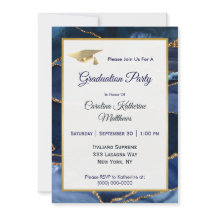 Graduação de Boné Dourado Agate Azul Marinho abstr