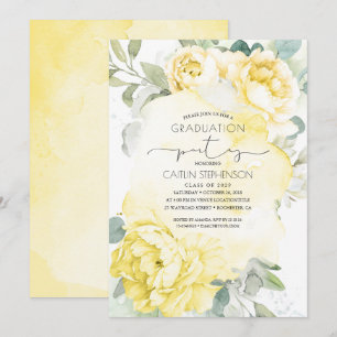 Convite Graduação de Botânica Floral Amarela