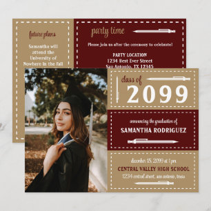 Convite Graduação de caixas dotadas e lápis Douradas