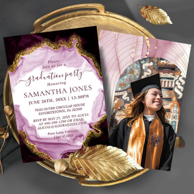 Convite Graduação de Caligrafia por Aquarela com Glitter (Criador carregado)