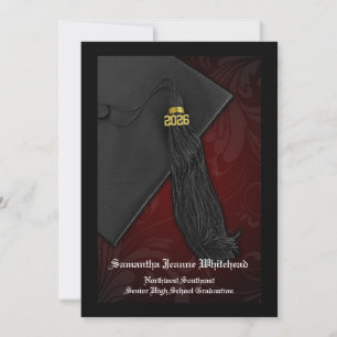Convite Graduação de Charme Maroon Red Tassel em 2025