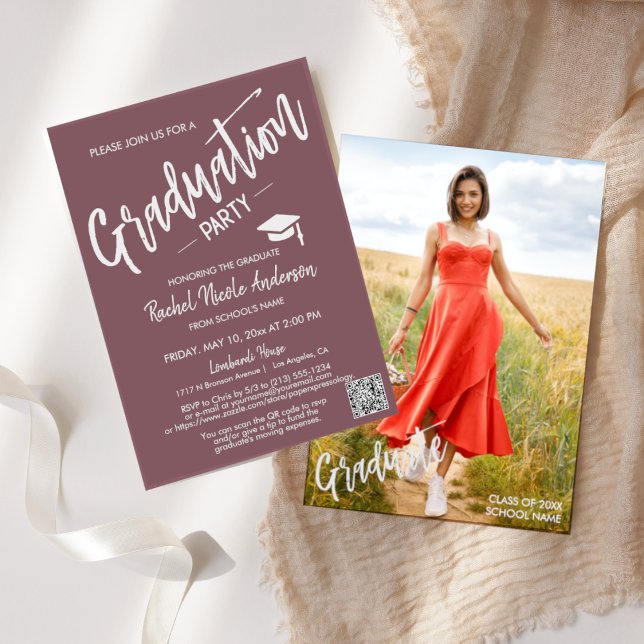 Convite Graduação de Código QR Roxo Dusty (Criador carregado)