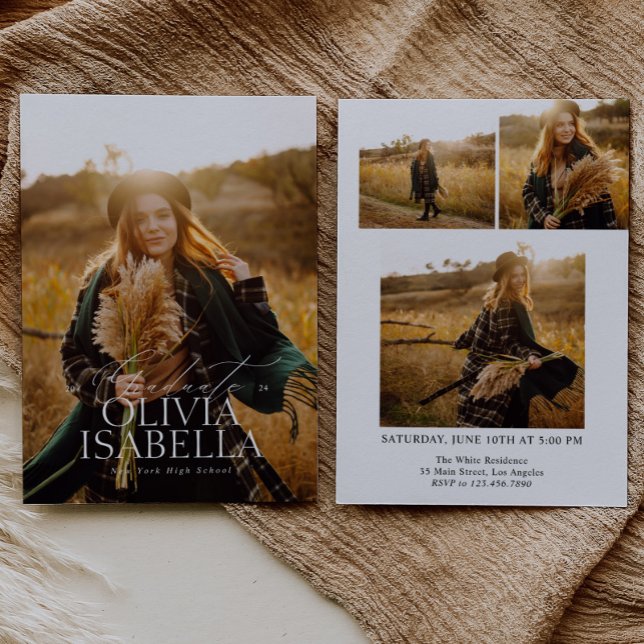 Convite Graduação de Colagem de Fotos Clássica Moderna Min (Criador carregado)