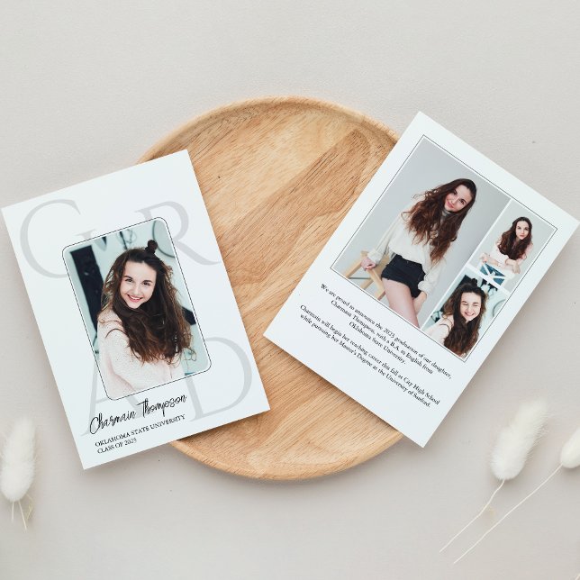 Convite Graduação de Colagem de Fotos de Script Simples Mo (Criador carregado)