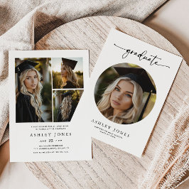 Convite Graduação de Colagem de Fotos do Formando de Scrip