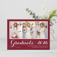 Graduação de Colagem de Fotos em Script Vermelho T