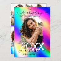 Graduação de Colagem de Fotos Holográfica Neon Uni