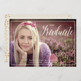 Convite Graduação de Confetti Dourada Faux Clássica PixDez