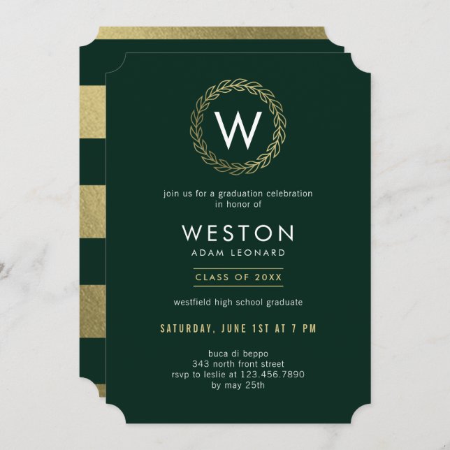 Convite Graduação de COR EDITÁVEL de Terra Clássica (Frente/Verso)