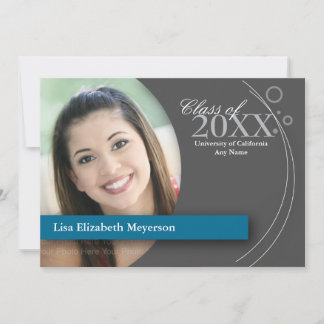 Convite Graduação de curva e pontos: Azul personalizado