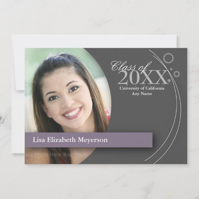 Convite Graduação de curva e pontos: Roxo Personalizado (Frente)