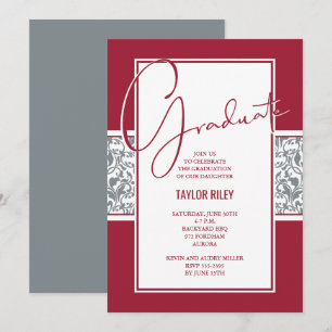 Convite Graduação de Damas de Cinza Crimson