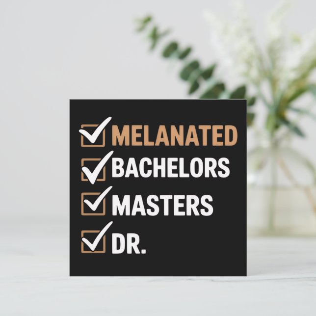 Convite Graduação de Doutorado Melanizado PhD EDD Bacharel (Em pé/Frente)