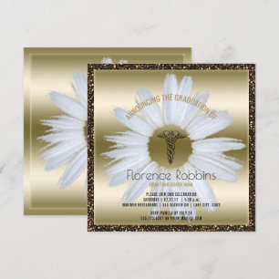 Convite Graduação de Enfermeira RN  Cerimônia Dourada d