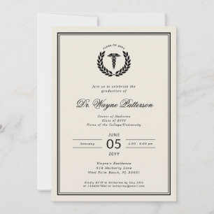 Convite Graduação de Faculdade de Medicina Elegante e Mini