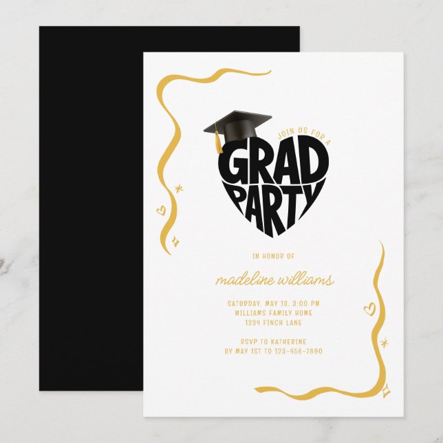 Convite Graduação de Festas de Formando Cardíaco (Frente/Verso)