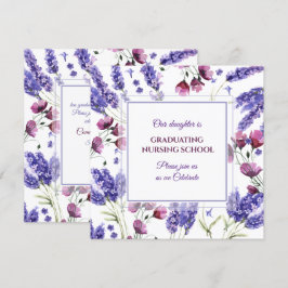 Convite Graduação de Flores de Aquarela Púrpura Quadrada