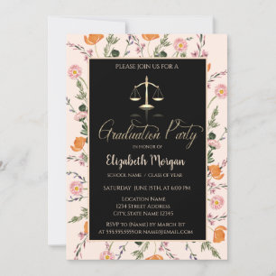 Convite Graduação de Flores Selvagens em Escala de Justiça