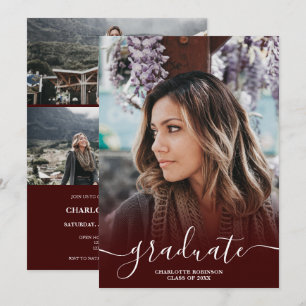 Convite Graduação de formando Burgundy