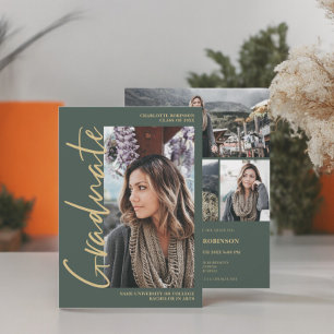 Convite Graduação de formando esmerald verde