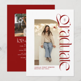 Convite Graduação de formando vermelho moderno em tendênci
