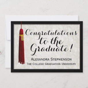 Convite Graduação de Formandos Parabéns Maroon Tassel