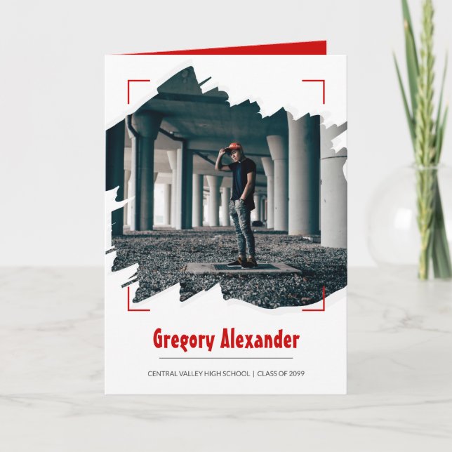 Convite Graduação de Foto Abstrato Brushbird Edgy (Frente)