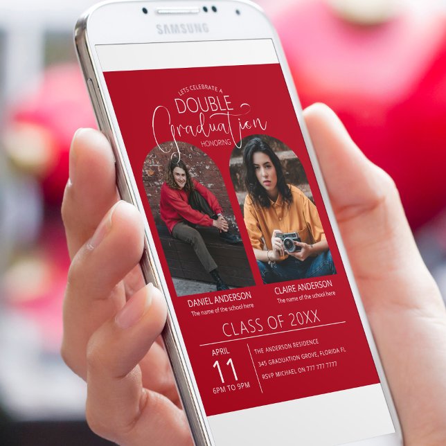 Convite Graduação de Foto Arranjada com Formando Duplo (Criador carregado)
